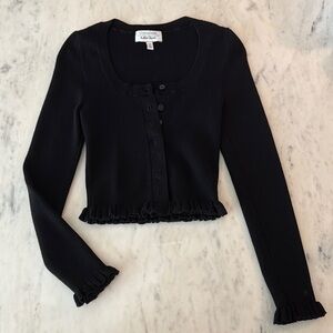 & Other Stories Black Cardigan with Ruffle Trim